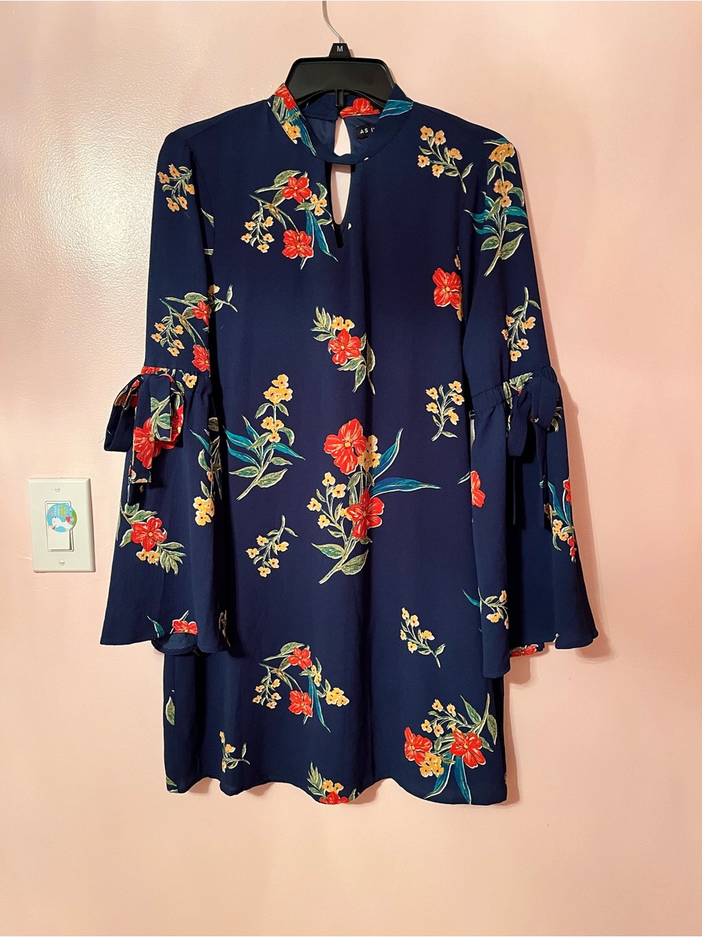 As U Wish Navy Floral Tie-Sleeve Tunic